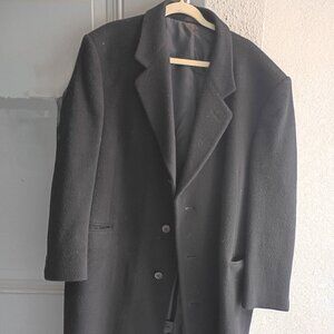 Black Single-Breasted Overcoat,  Known As Chesterfield Coat Sz 44